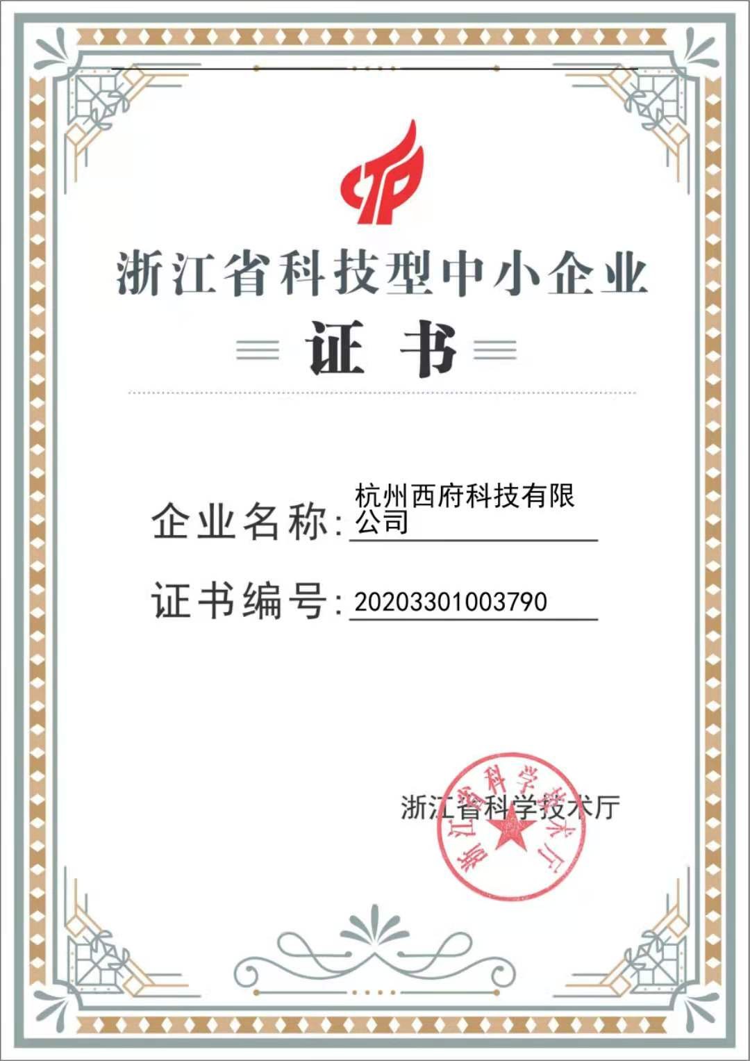 祝賀杭州西府科技政府認可通過(guò)浙江省科技型中小企業(yè)認定